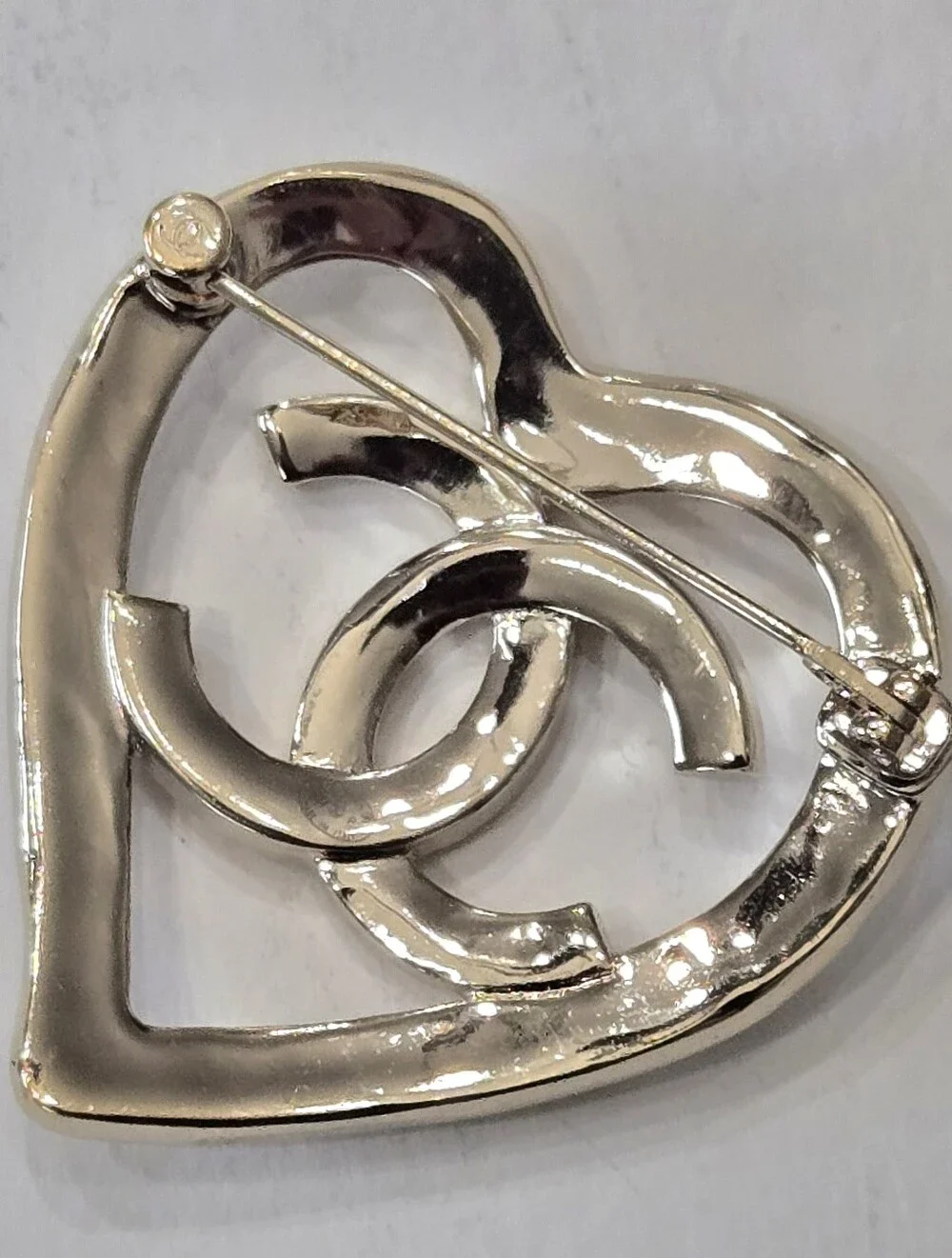 #155 - Chanel CC Heart Brooch - Authentic